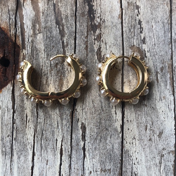 Claire White Pearl Huggie Hoops! - Picture 6 of 9